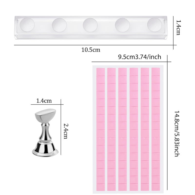 Etercycle Nail Stand Press On Nail Stand Nail Holder for Painting Nails Magnetic Nail Tips Practice Stands with 80Pcs Reusable Putty (Silver) - Image 4